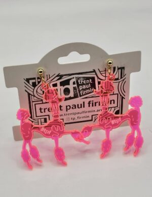 tpf Poodle Earrings Pink with Gold Studs
