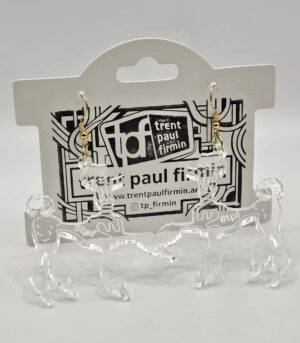 tpf Poodle Earrings Clear with Gold Hangers