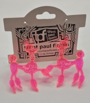 tpf Poodle Earrings Pink with Silver Hangers