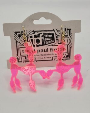 tpf Poodle Earrings Pink with Gold Hangers